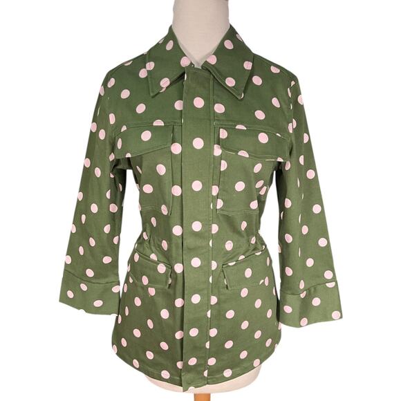 Halogen x Atlantic-Pacific Olive Green Polka Dot Utility Jacket Size Small NWOT - Picture 3 of 14